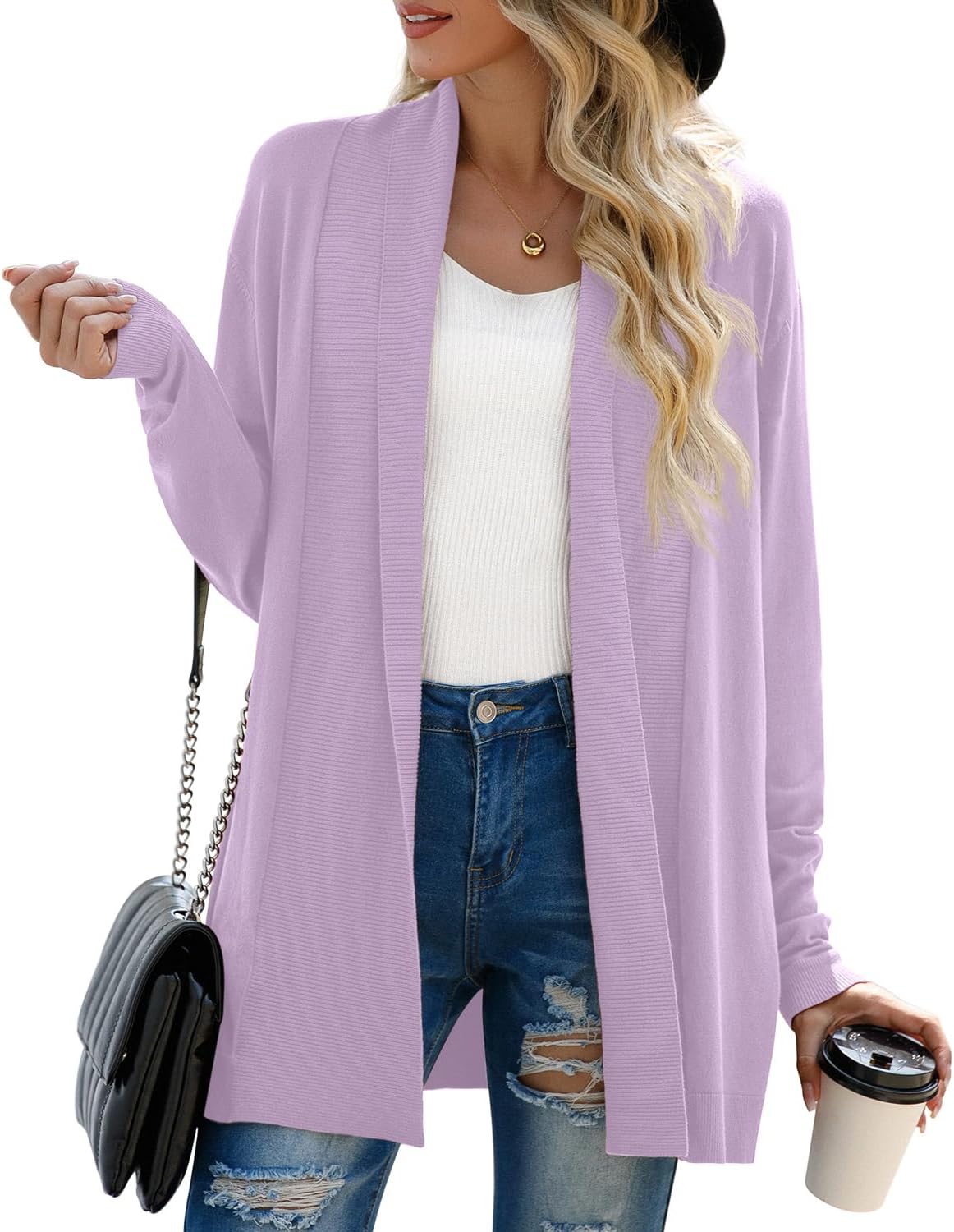 GRECERELLE Women's Long Sleeve Open Front Cardigan Sweater