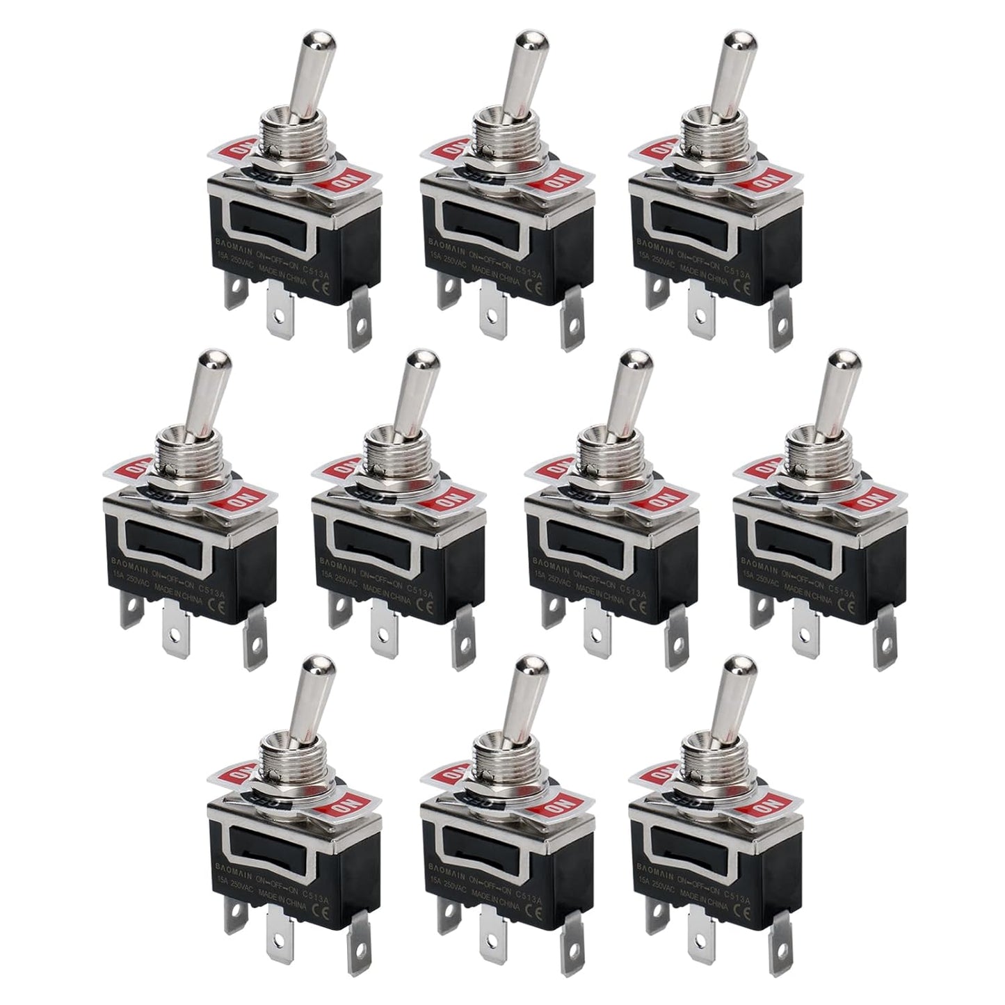 Baomain 10-Pack Toggle Switch for Household Appliances & Projects