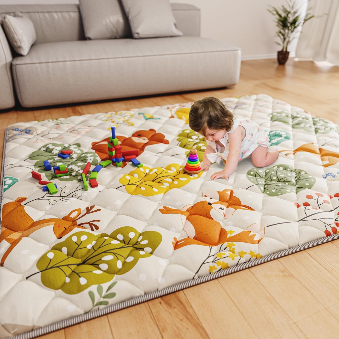 Baby Play Mat 71in X 59in Non-Slip Cushioned Activity Mat