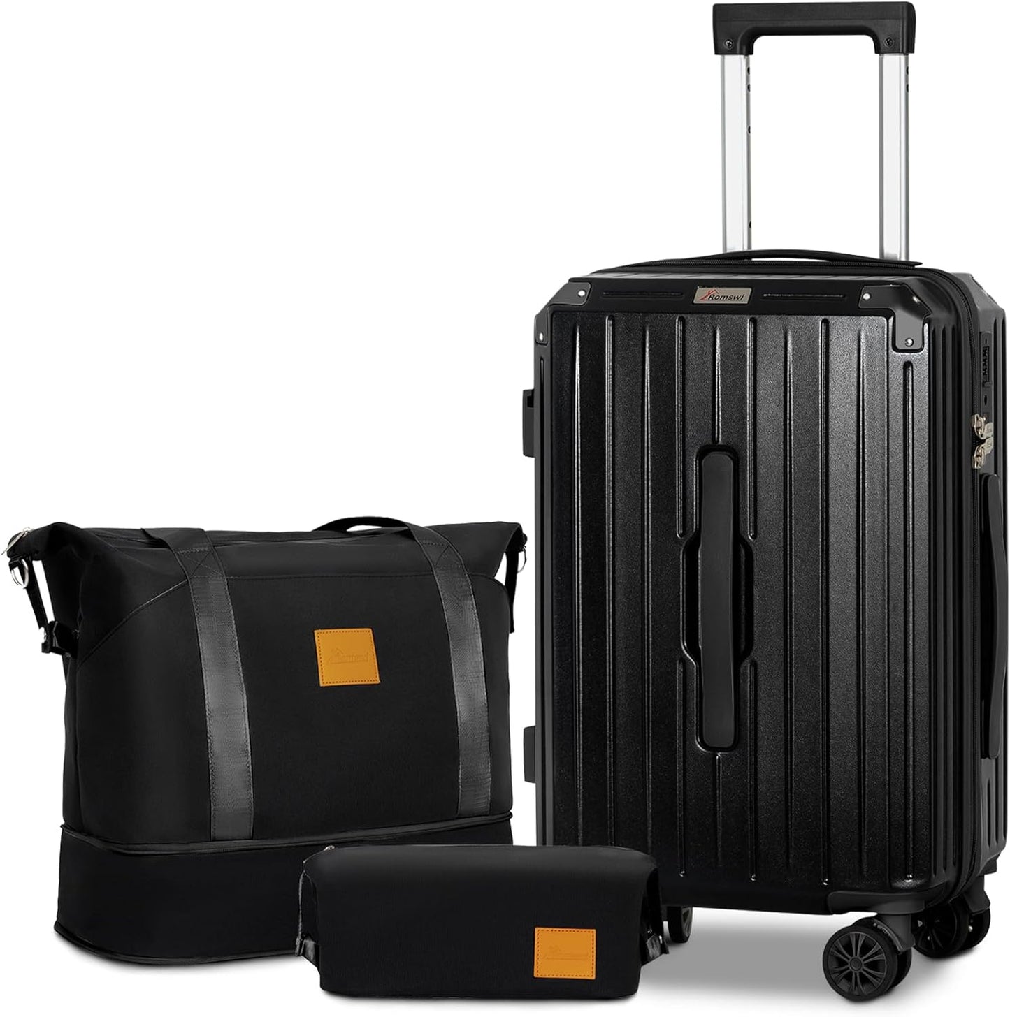 Romswi 3-Piece Carry-On Luggage Set with TSA Lock and Cup Holder