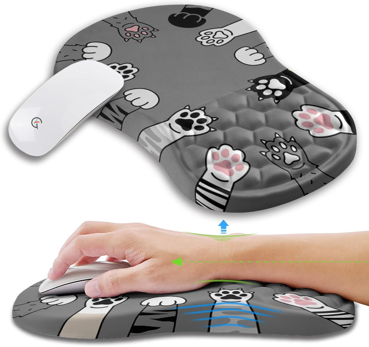 Memory Foam Mouse Pad with Wrist Support - Pain Relief!
