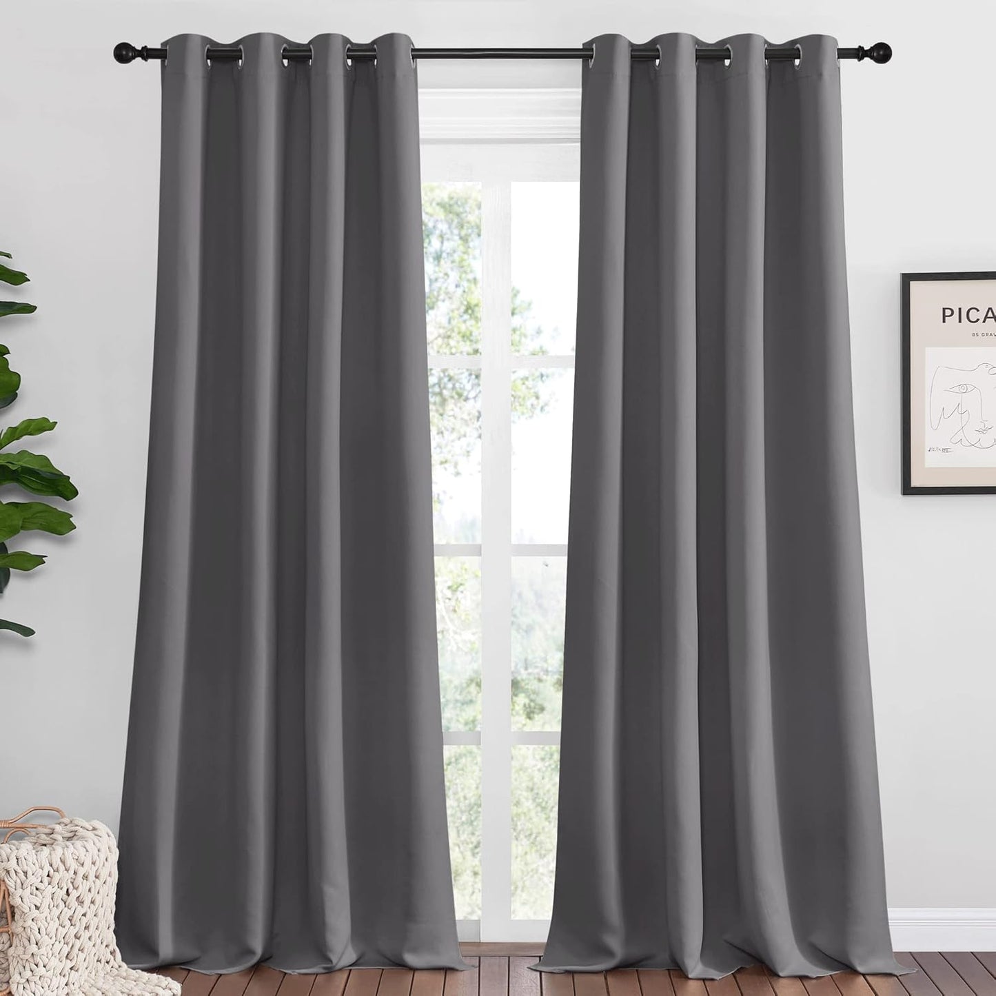 NICETOWN Bedroom Blackout Long Curtains Panels for Patio