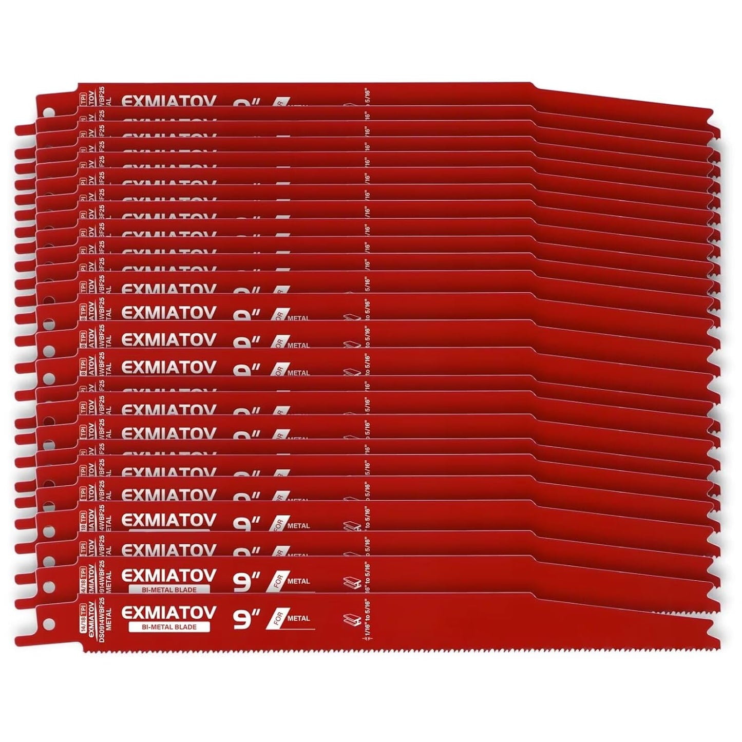 Bi-Metal 25 Pack 9 Inch Reciprocating Saw Blades for Metal Cutting