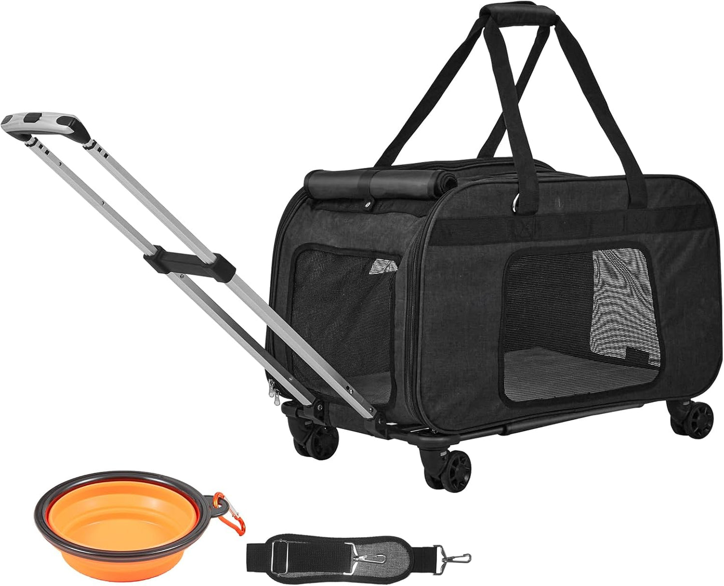 VEVOR Large Cat Dog Carrier with Wheels for Easy Travel