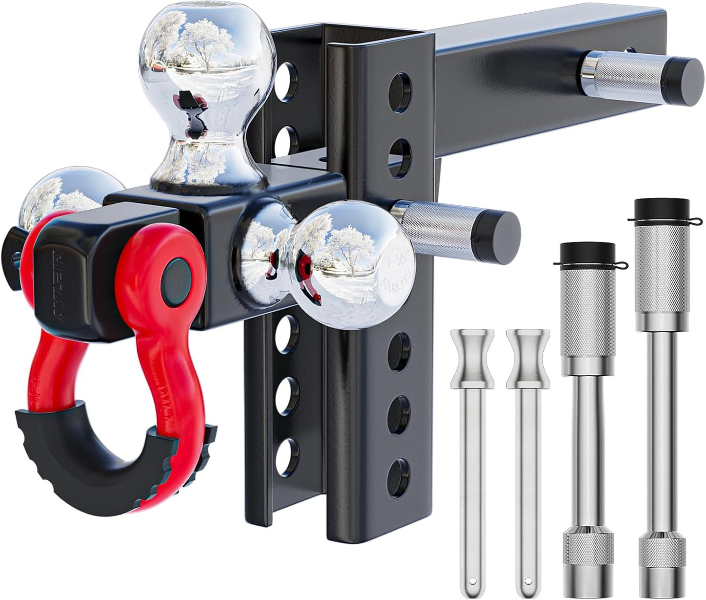 Ayleid Trailer Hitch Tri-Ball Mount with Anti-Theft Locking Pin