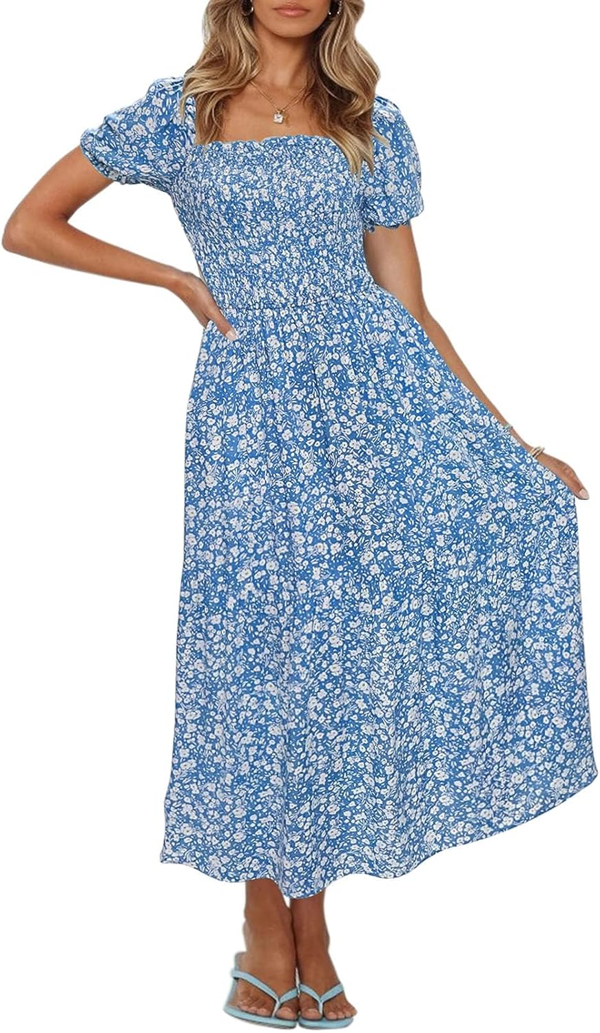 ZESICA Women's Boho Floral Print Maxi Dress for Summer Fun