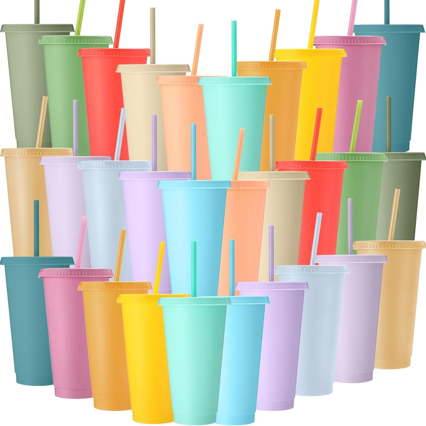 30 Pack Tumbler with Straw and Lid for Parties and Gifts