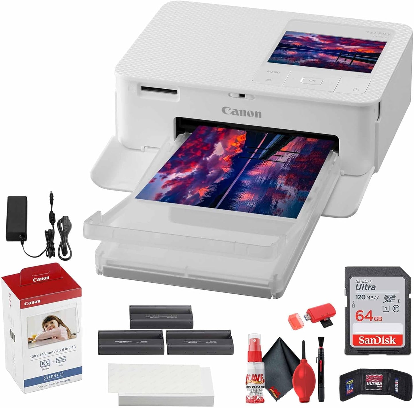 Canon SELPHY CP1500 Compact Photo Printer Bundle with Ink Set