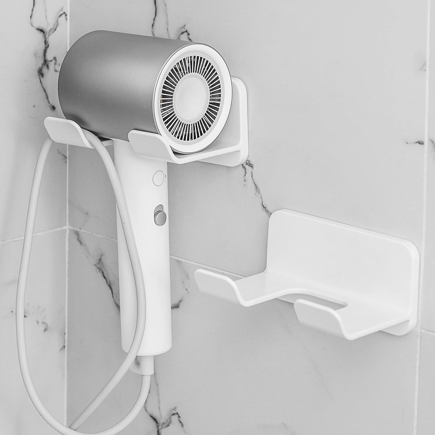 FLAUVEL Space-Saving Hair Dryer Holder - White