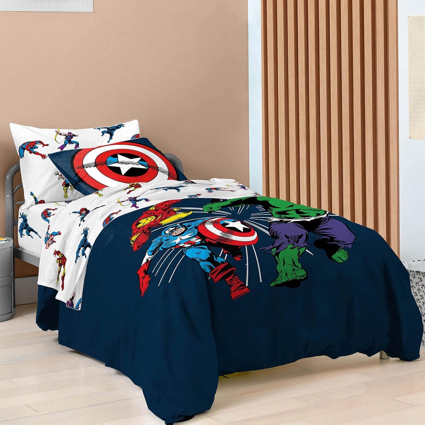 Marvel Comics Avengers Queen Bed Set - 7 Piece Organic Bedding