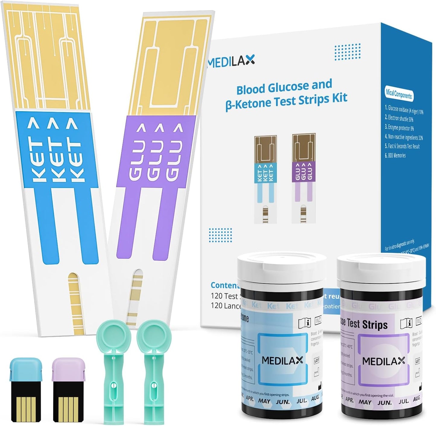 Medilax Blood Ketone and Sugar Strips for Accurate Testing