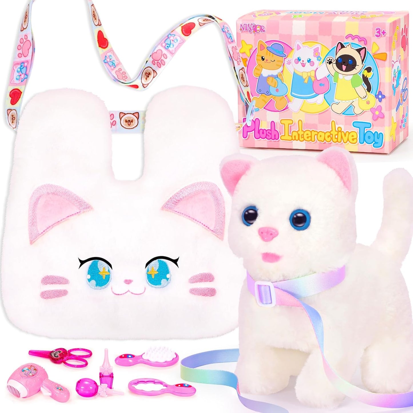 NINAOR Interactive Cat Toy Set - Walk Meow Pretend Play