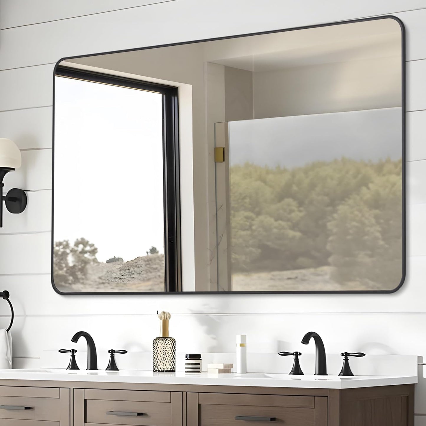 DESBING 30in x 48in Bathroom Mirror - Matte Black Frame