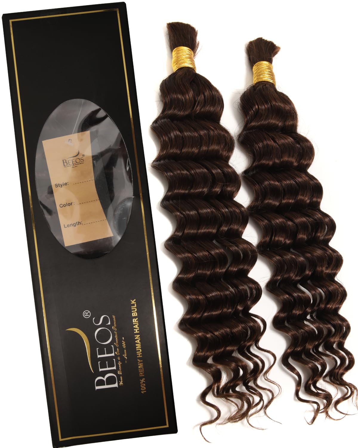 BEEOS Human Boho Hair for Braiding in Chocolate Brown 16in