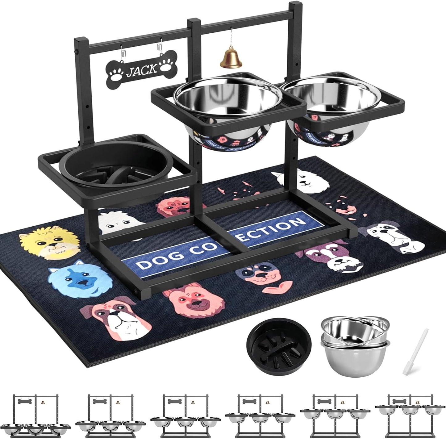 Elevated Dog Bowl Stand for Medium Large Dogs with Slow Feeder