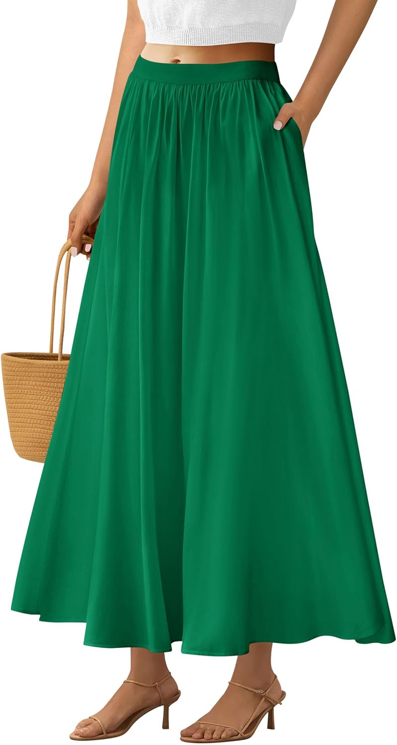 PRETTYGARDEN Women's Maxi Skirts with Pockets for Summer Style