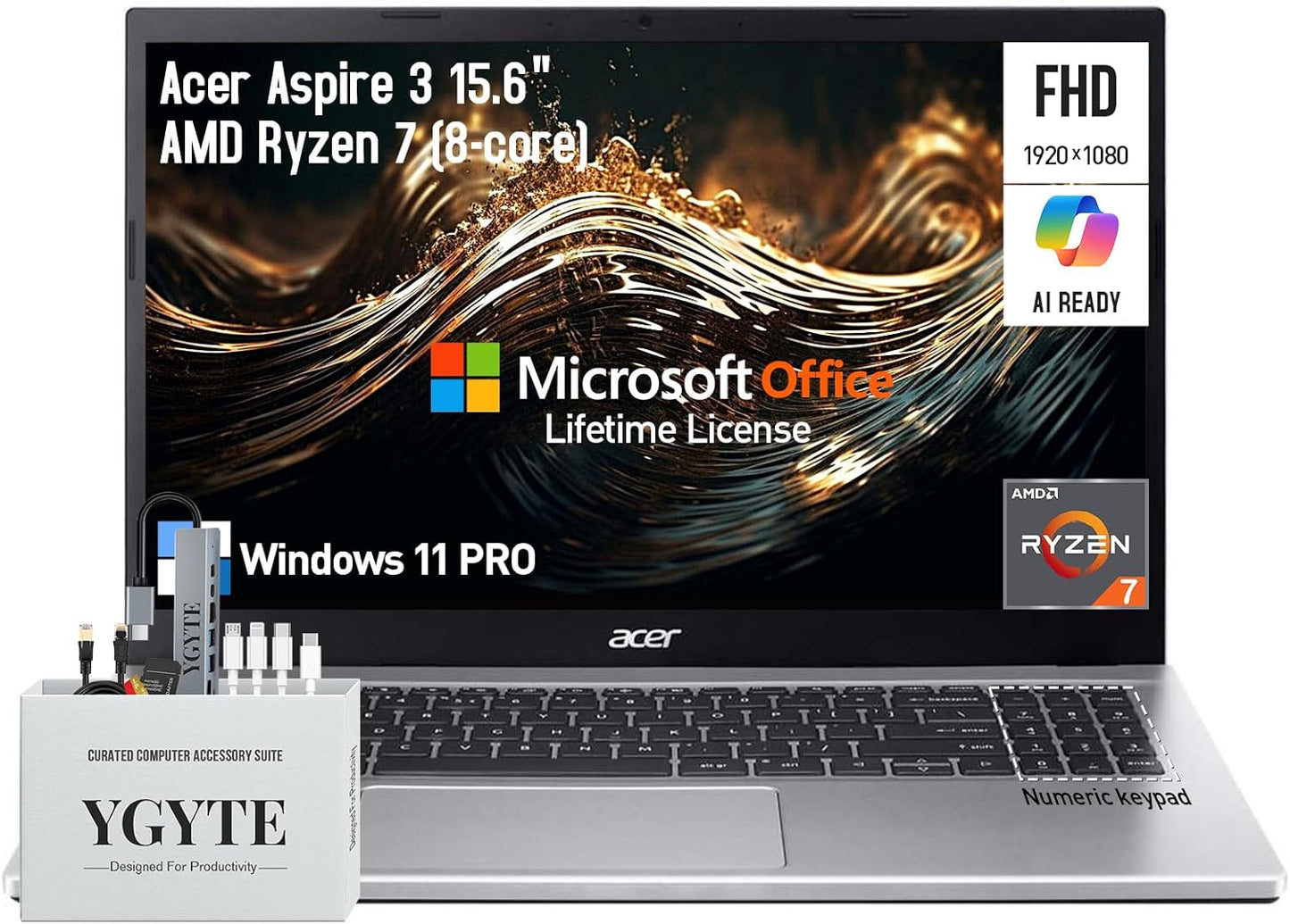 Acer Aspire 3 15.6 Laptop with Ryzen 7 and 64GB RAM for Students