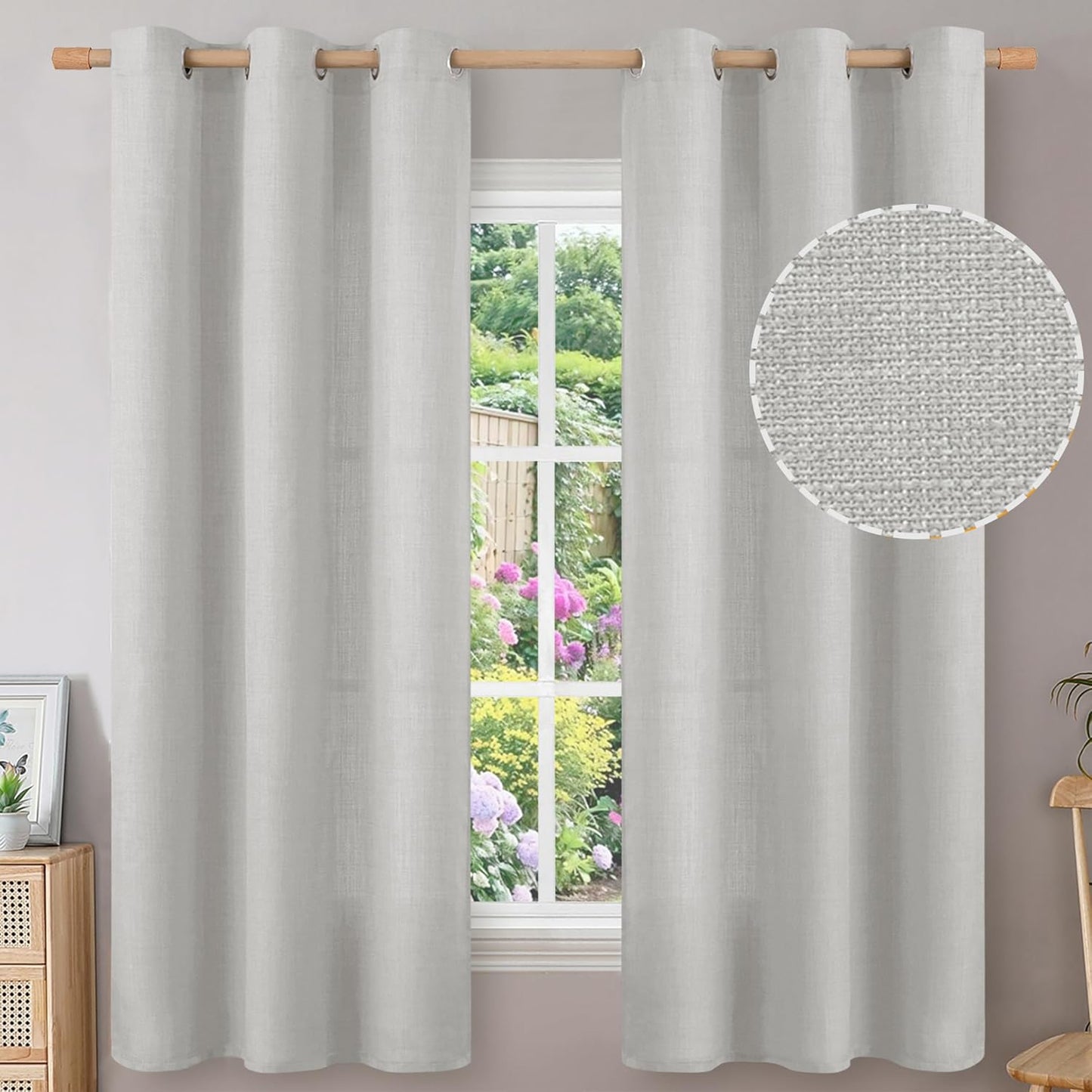BGment Curtains 63 Inch Length Set for Bedroom and Living Room