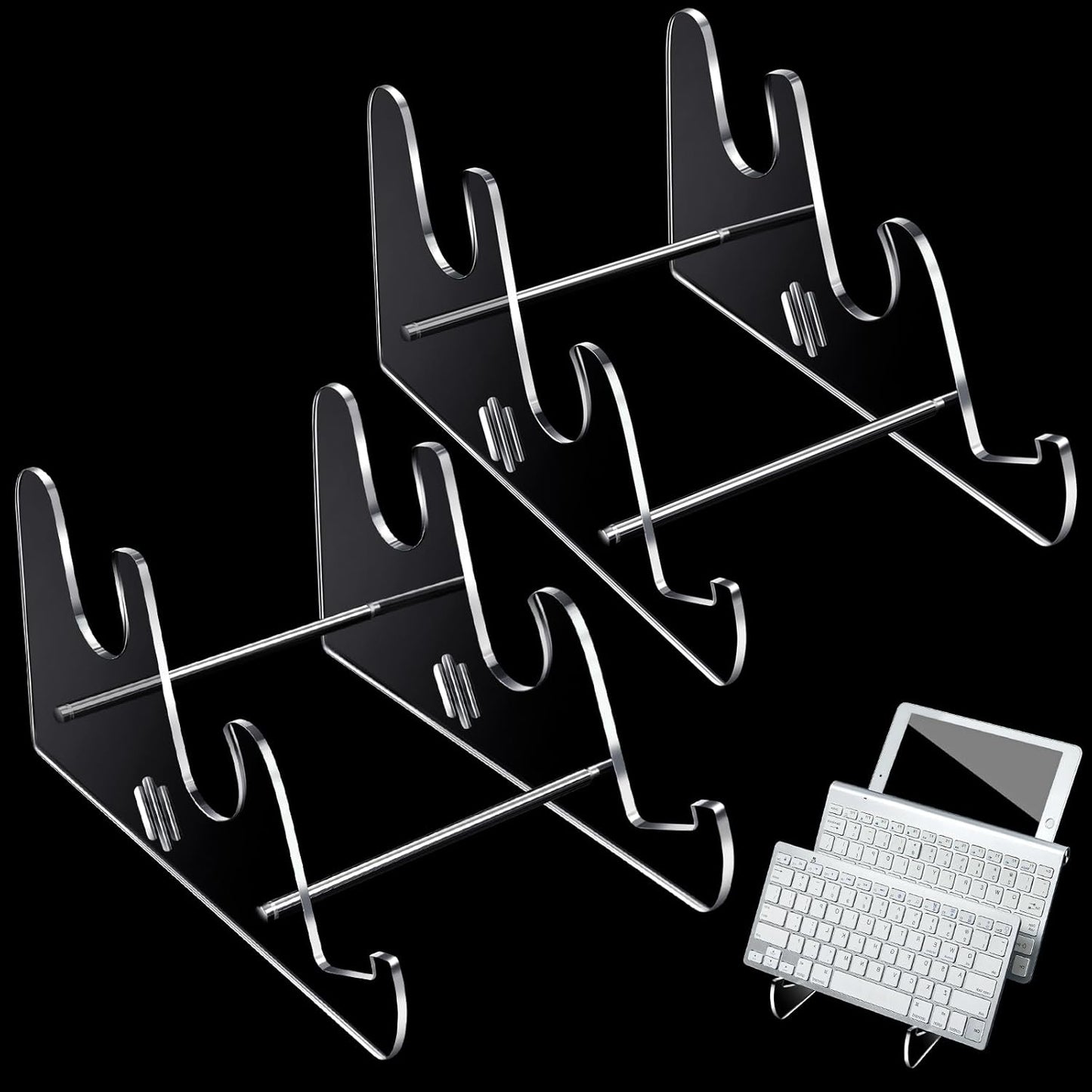 Clear Acrylic 3-Tier Keyboard Organizer - Set of 2