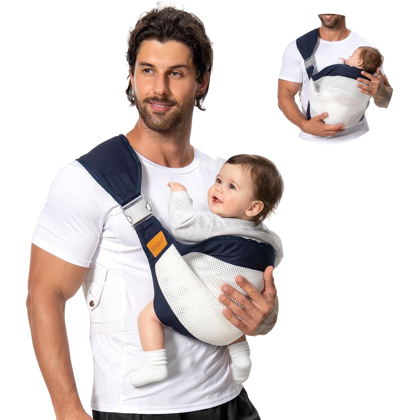 Baby Sling Carrier for Newborn to Toddler with Adjustable Strap
