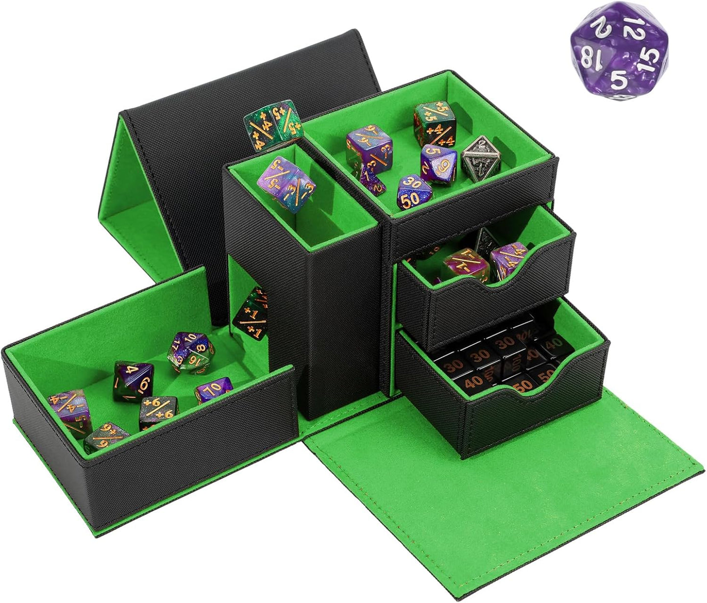 3 in 1 Dice Tower & Tray Storage Box for RPG and MTG Games