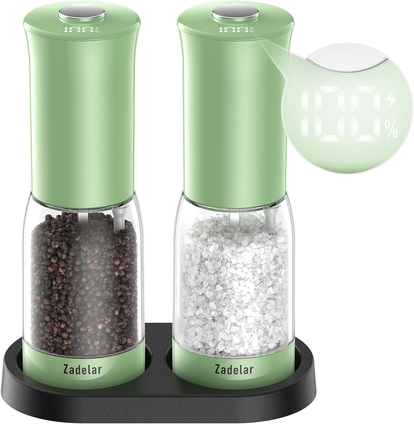 Electric Salt and Pepper Grinder Set with LED Display for Kitchen
