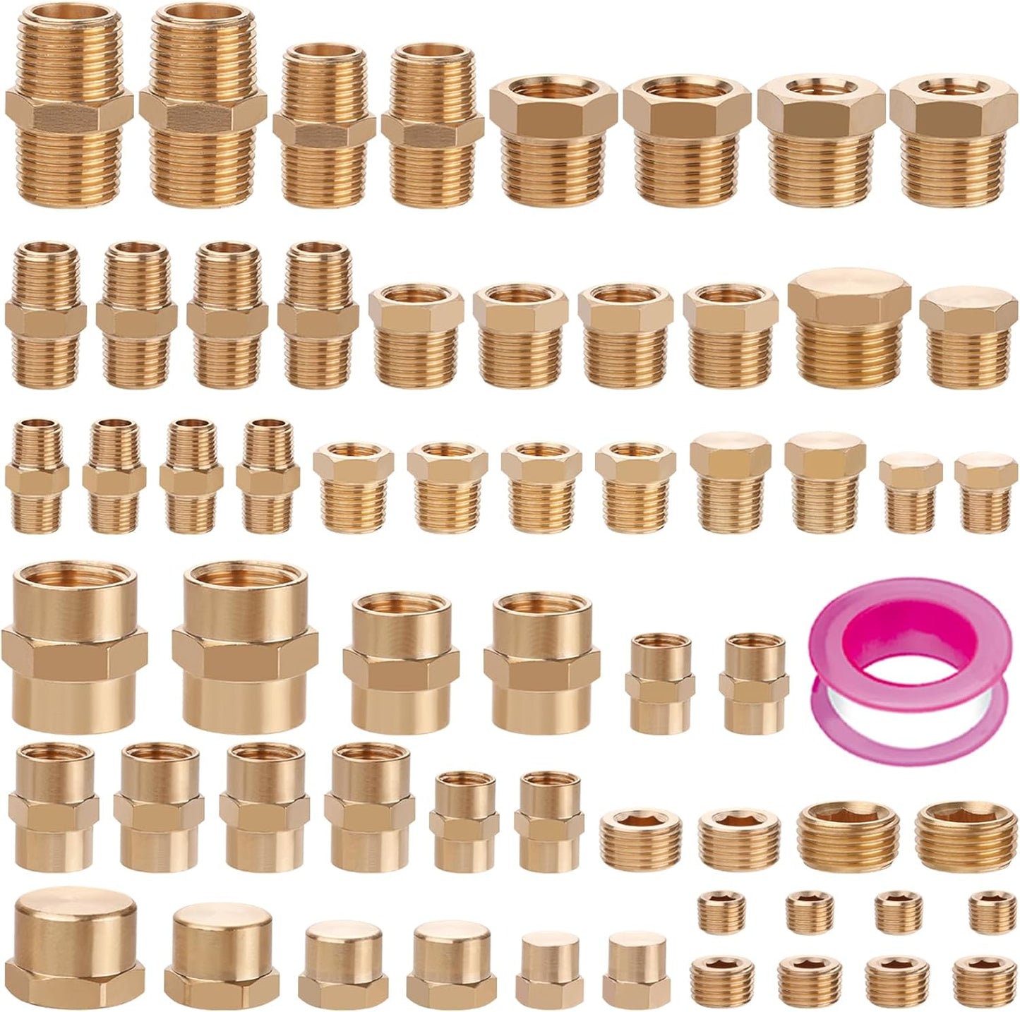 60pcs Brass Pipe Fittings Assortment Kit for Versatile Use