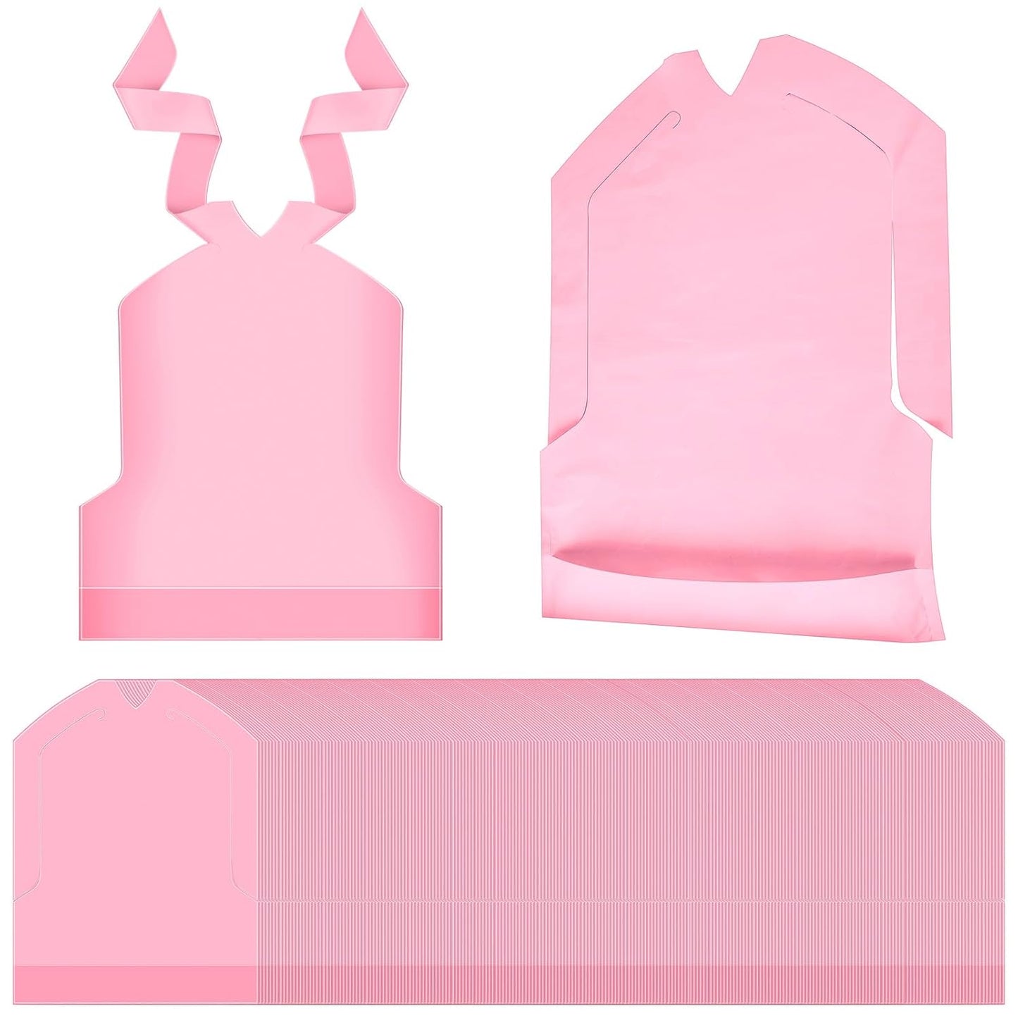 500 Pcs Disposable Plastic Bibs for Kids with Crumb Catcher