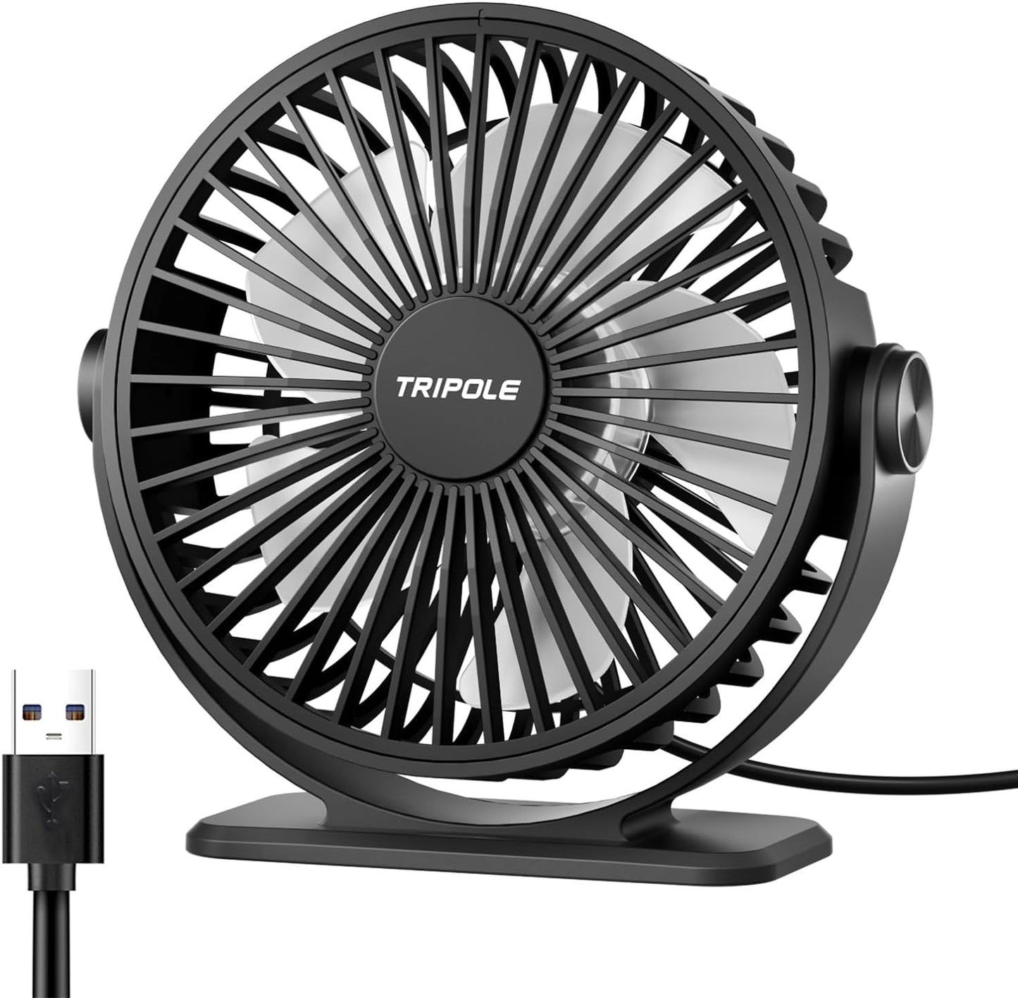 TriPole USB Desk Fan: Powerful Breeze Anywhere