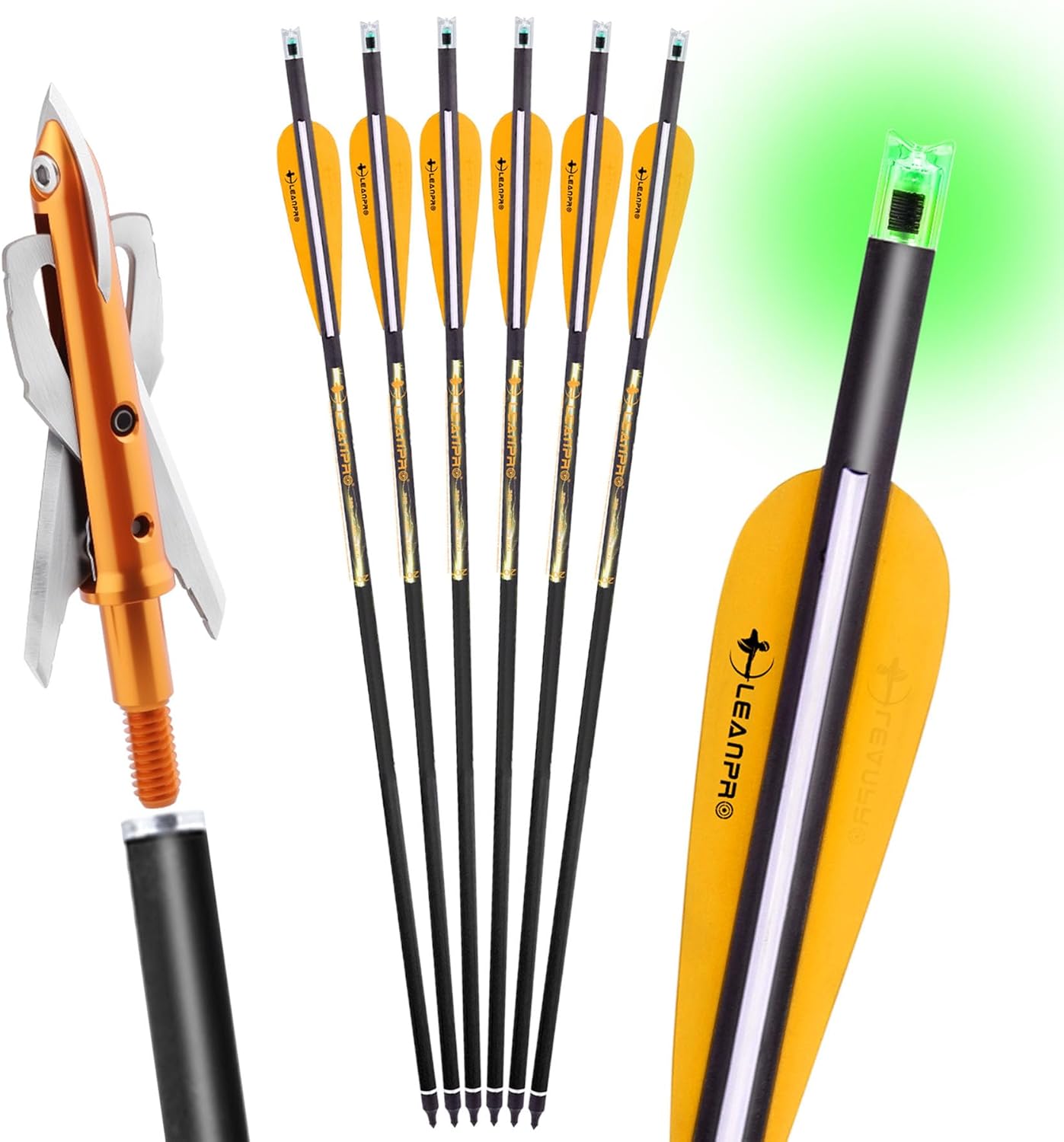 20 Inch Carbon Crossbow Bolt Hunting Arrows with Broadheads