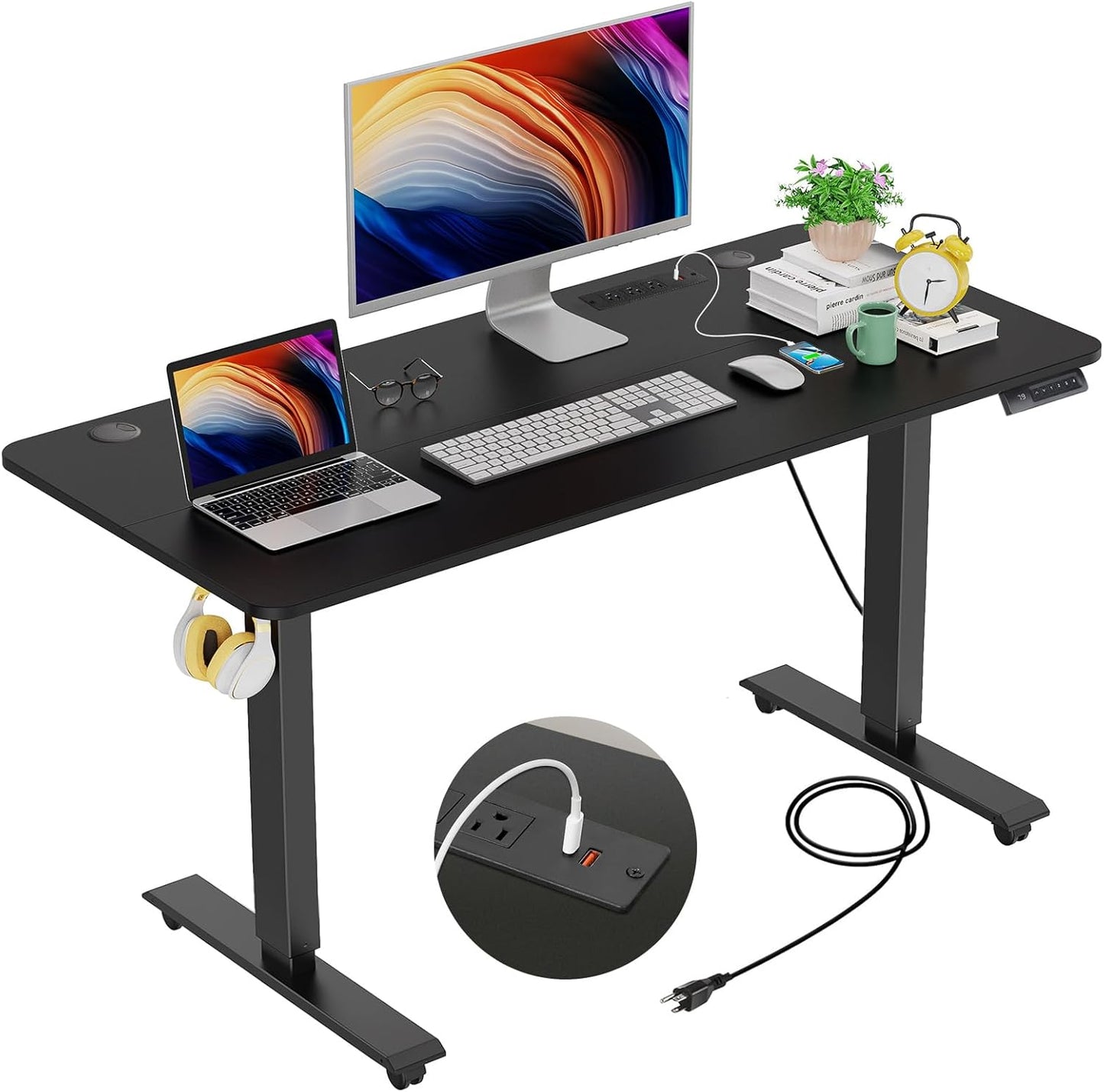 Farexon 48 x 24 inch Adjustable Height Standing Desk with Charging