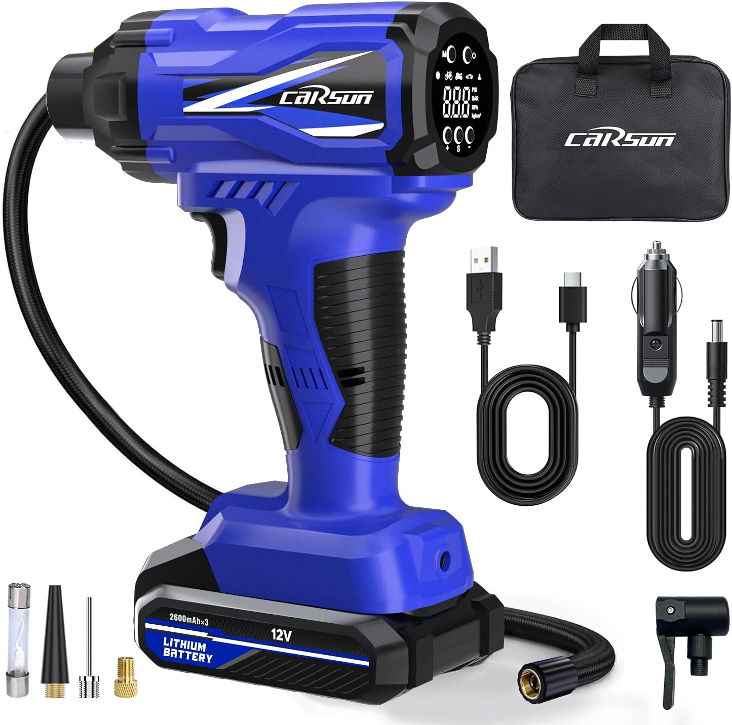 CARSUN Portable Air Compressor - Inflate Anywhere!