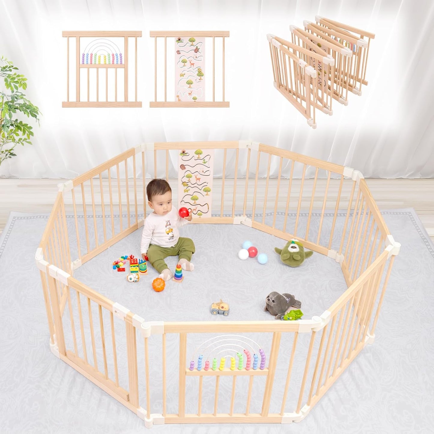 Adjustable Foldable Baby Playpen by Ulnxiy