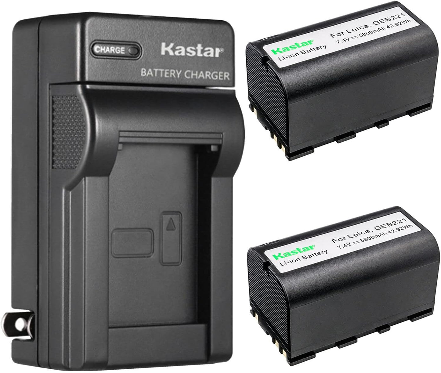 Kastar 2-Pack Battery and AC Wall Charger for Leica Devices