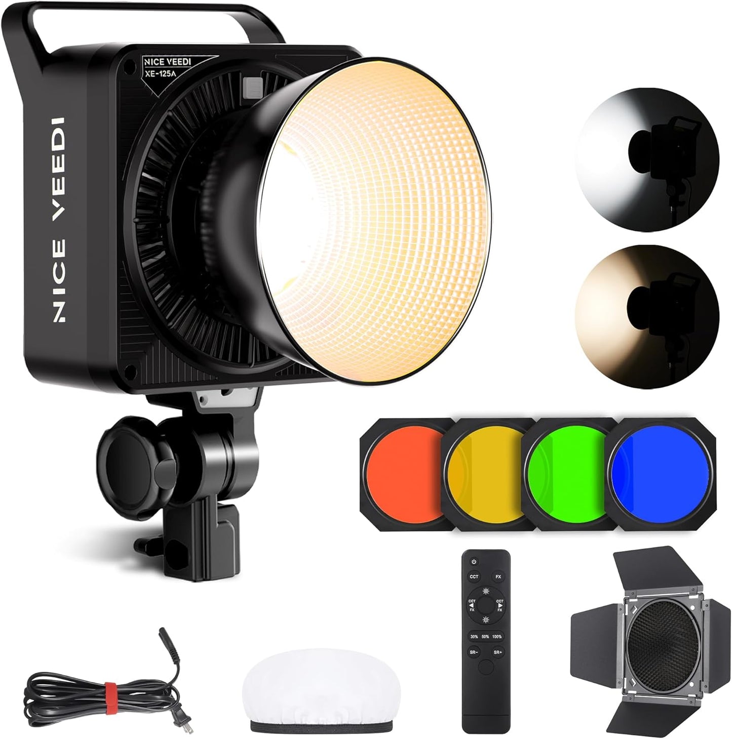 NiceVeedi 125W RGB Video Light with Bowens Mount for Filmmaking