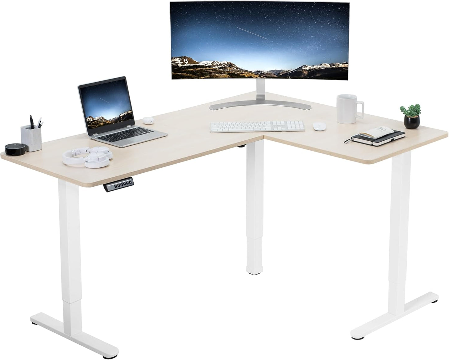 Electric L-Shaped Standing Desk with Memory Height Control 63ft x 47ft