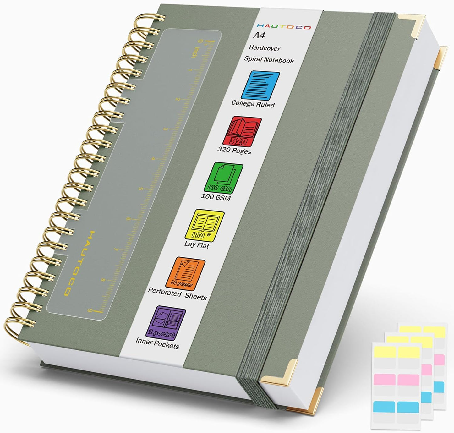 HAUTOCO A4 Spiral Leather Notebook 320 Pages - Premium Quality