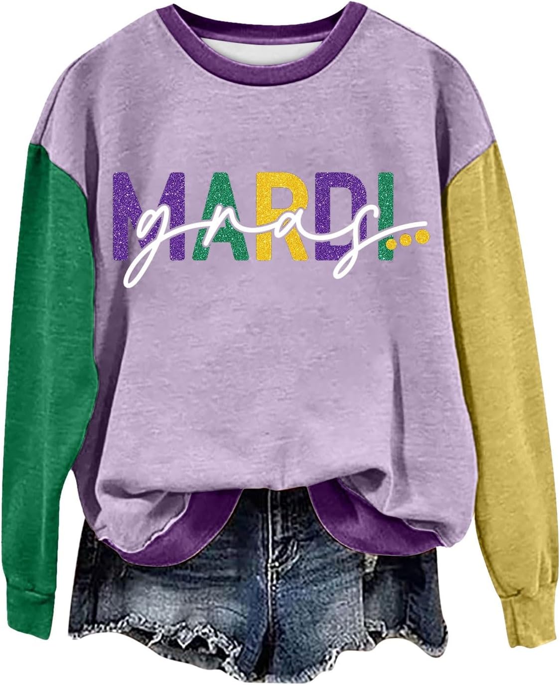 Mardi Gras Color Block Sweatshirt - Festive Style!