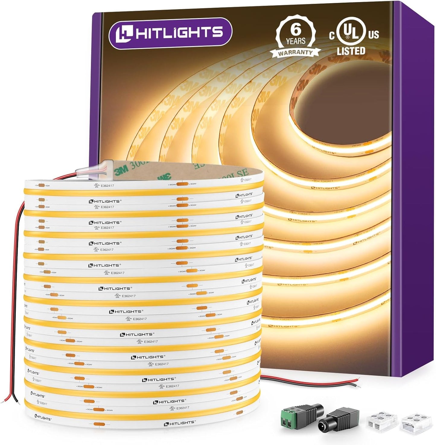 HitLights COB LED Strip Lights Warm White 3000K for Indoor Use
