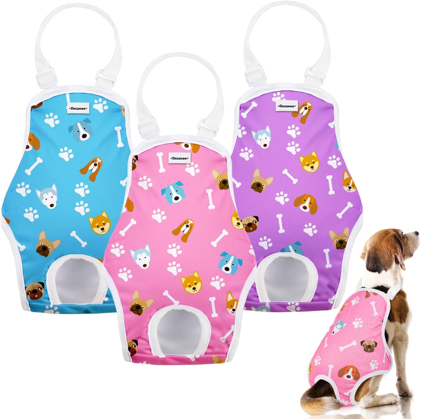 Docuwee Washable Diapers 3-Pack for Female Dogs in Heat