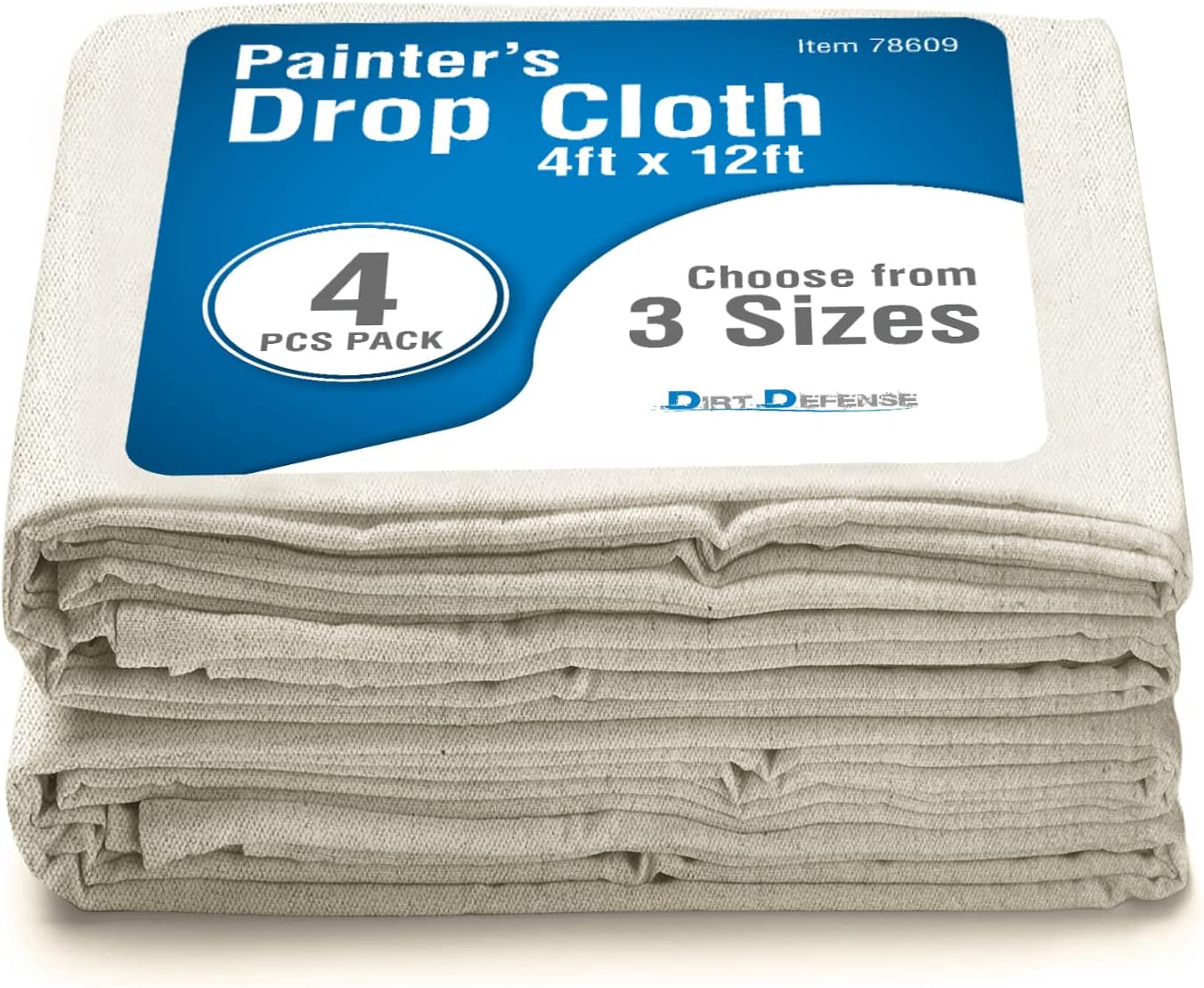 Pack of 4 Heavy Duty 4x12 Canvas Drop Cloths for Painting
