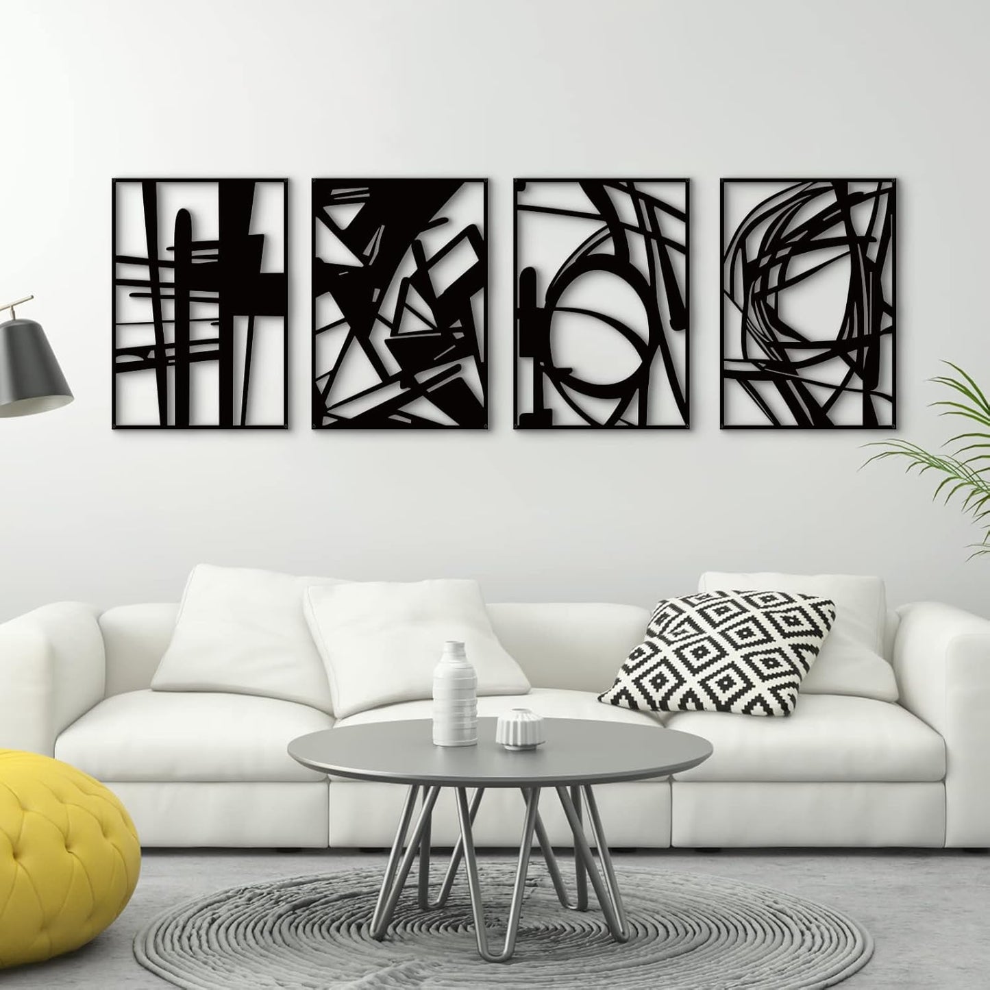 Large Black Abstract Metal Wall Art for Modern Home Decor