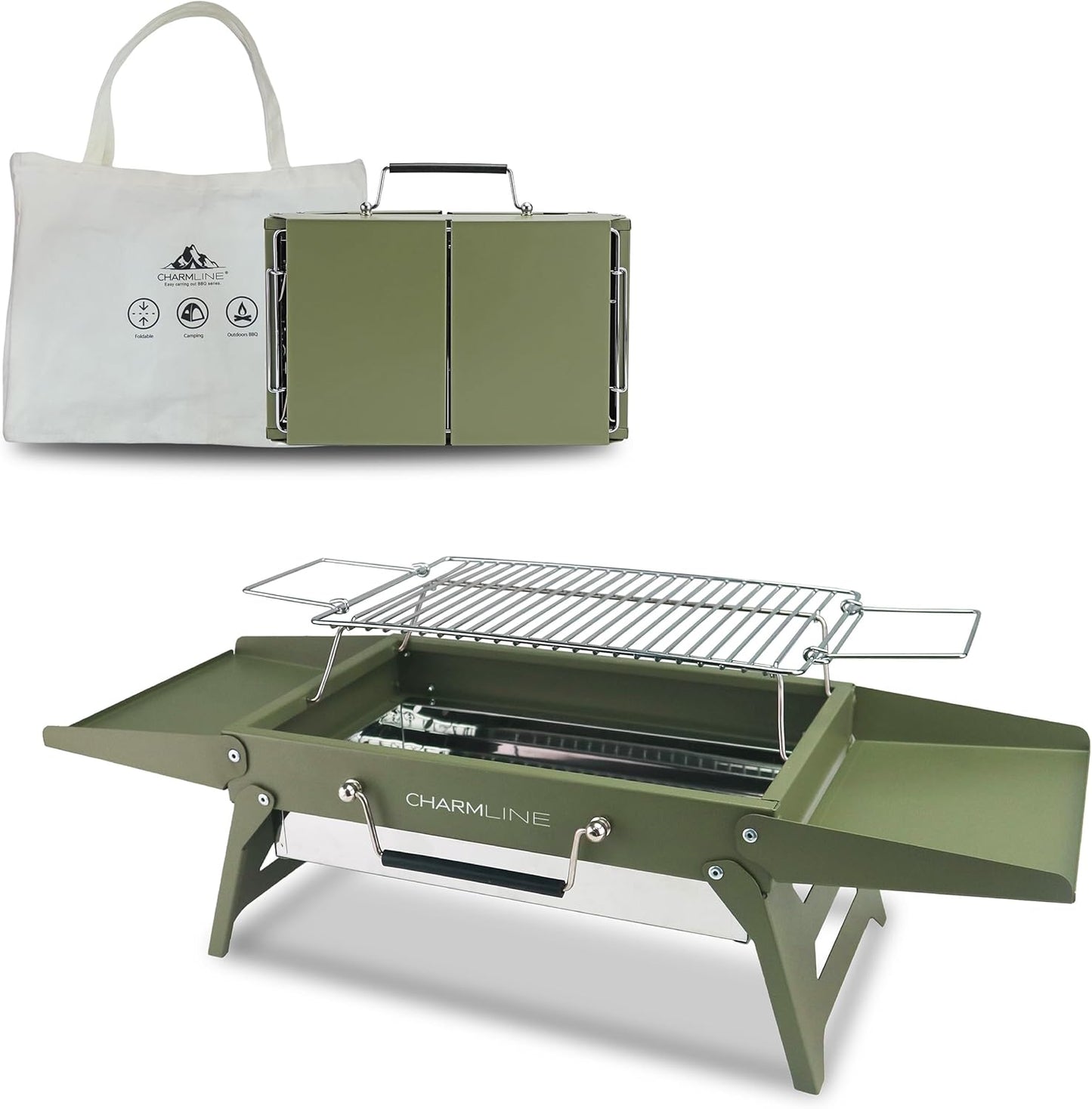 Charmline 14x9inch Small Foldable Portable Charcoal Grill