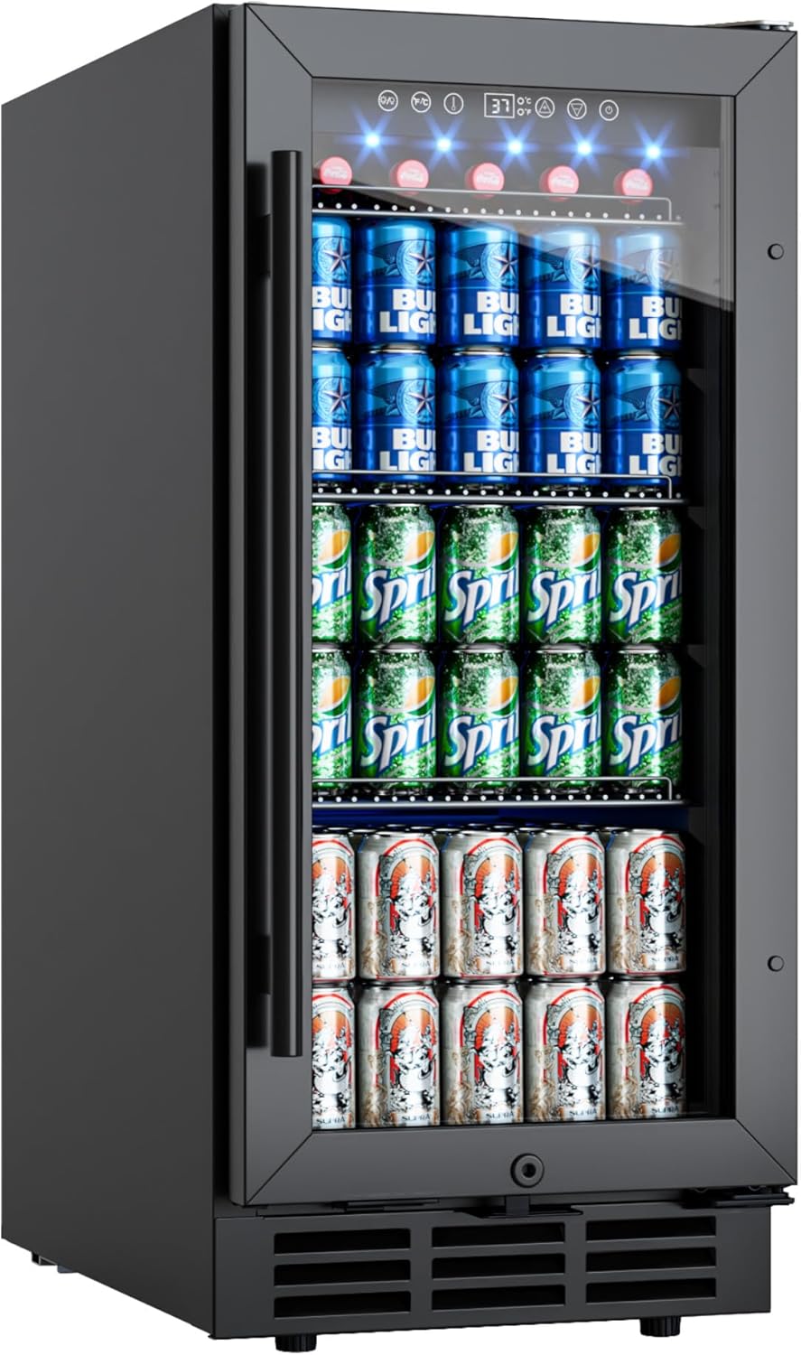 15 Inch Under Counter Beverage Fridge with Large Capacity
