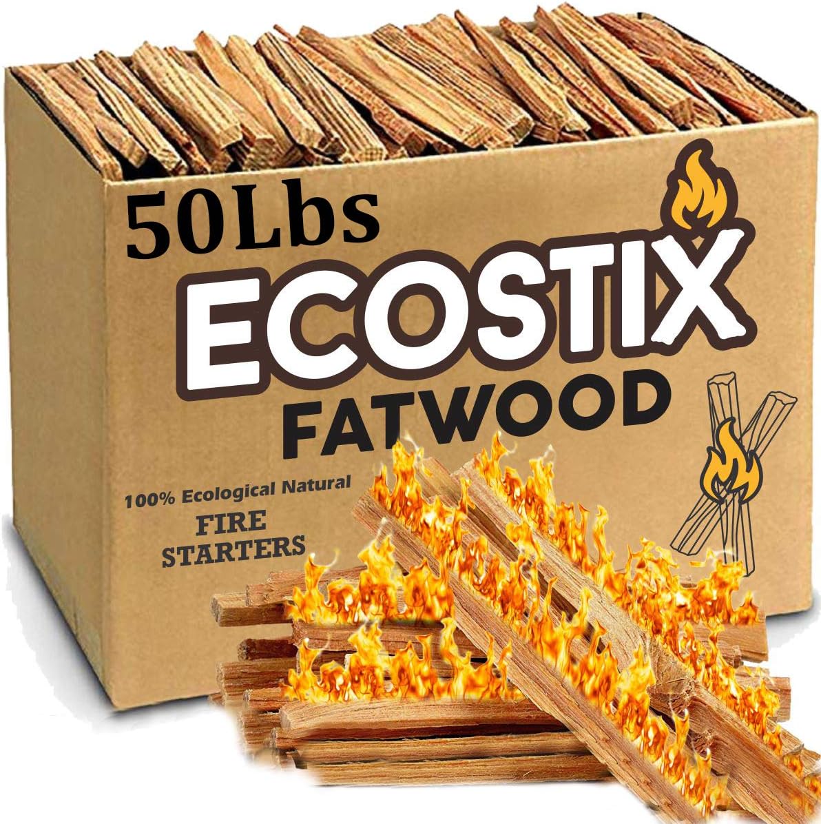 Eco-Stix Fatwood Fire Starter Sticks for Easy Fire Starting