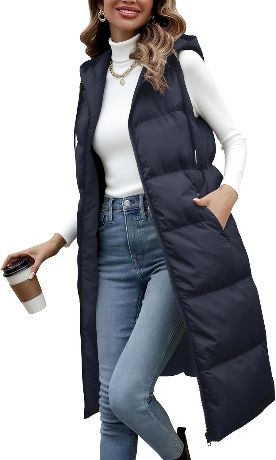 Lingswallow Long Puffer Vest for Women - Stylish and Warm