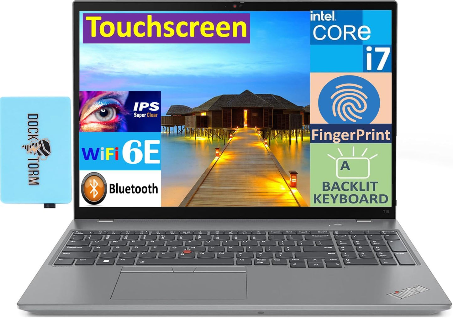 Lenovo T16 Gen 2 Business Laptop with Touchscreen and Dockztorm Hub