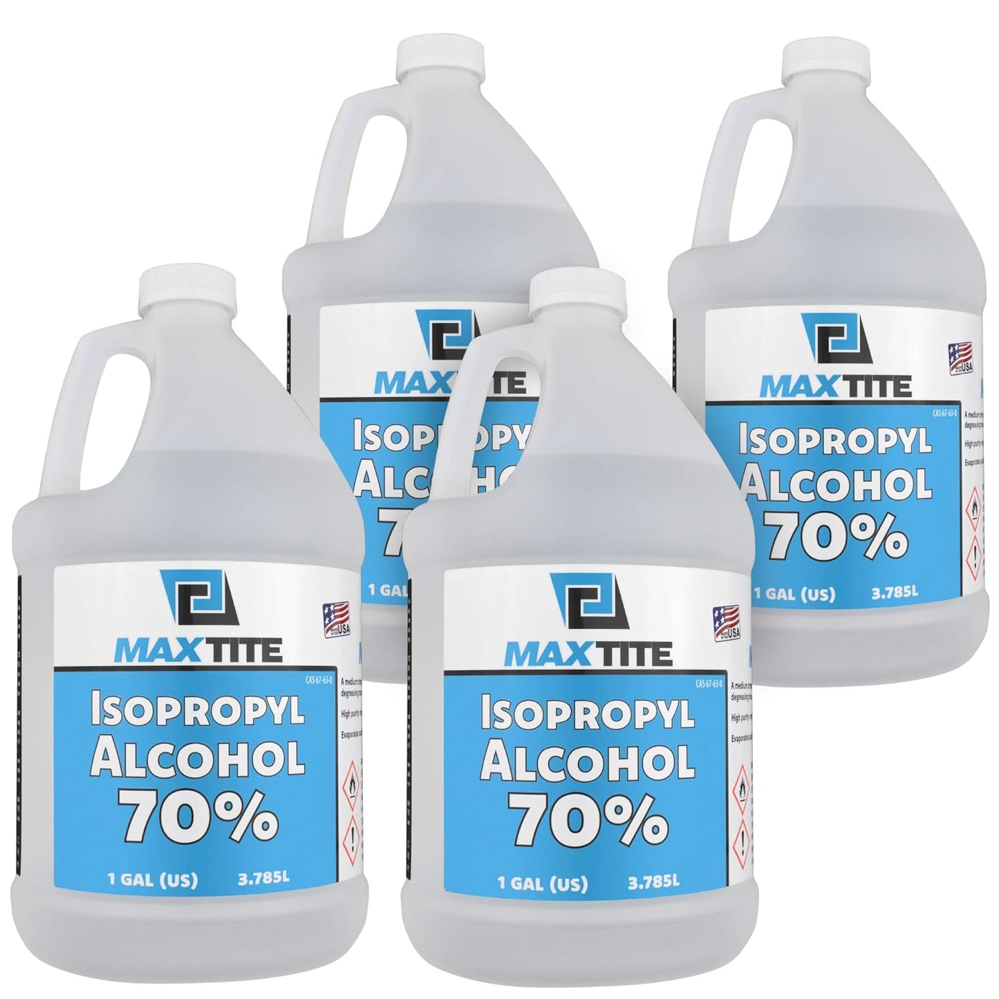 MaxTite Isopropyl Alcohol 70% - 4 Gallon Pack for Purity