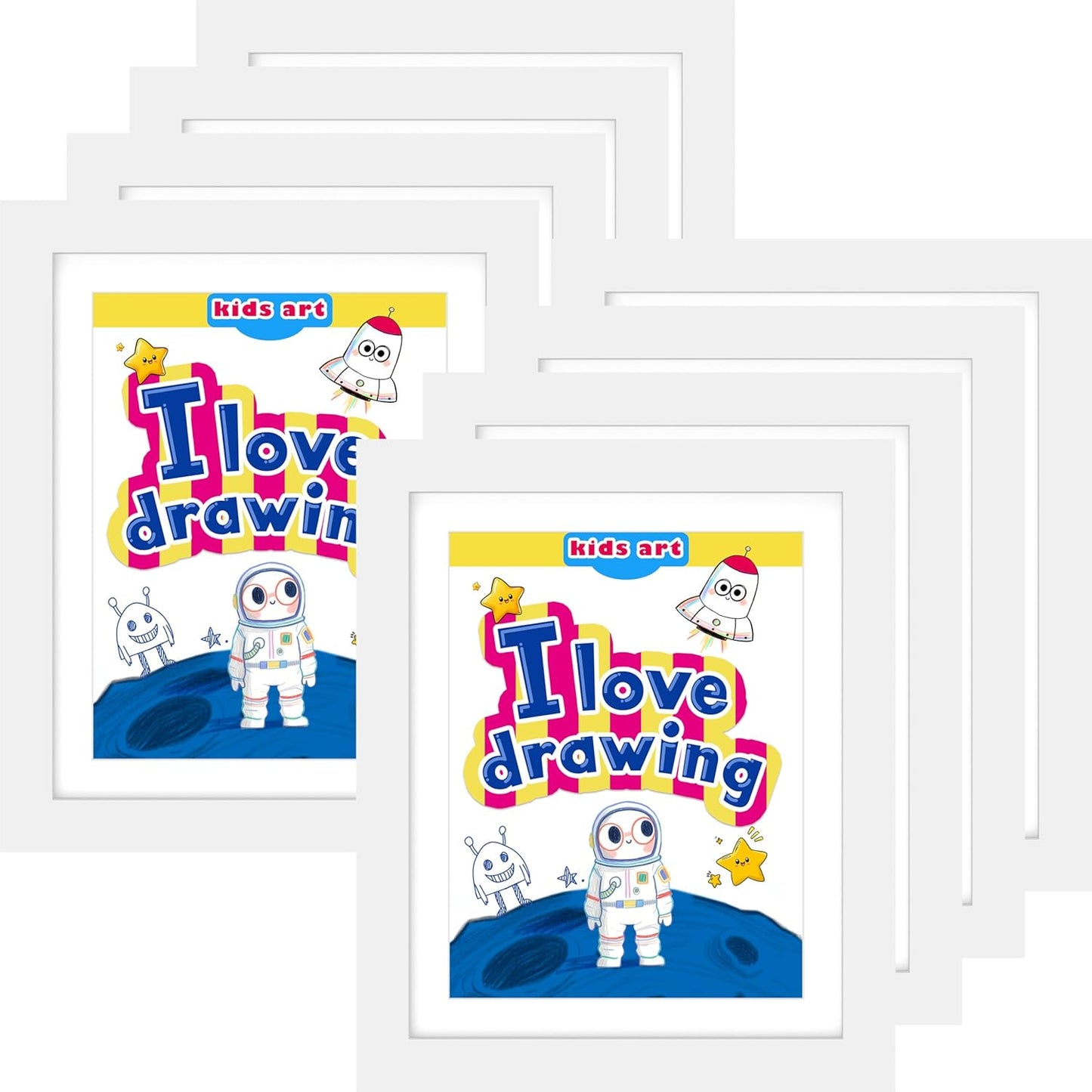 FrameWorks 8-Pack 10x12.5 White Wooden Kids Art Frame Display