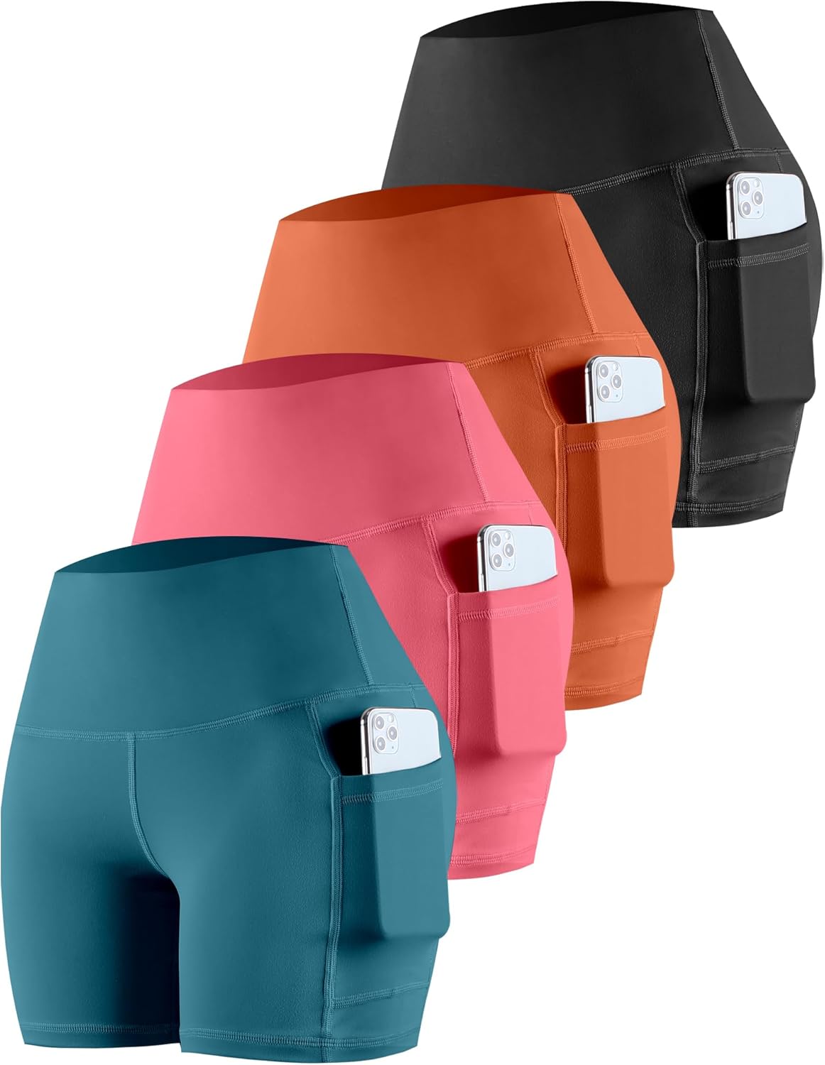 CHRLEISURE Womens Biker Yoga Shorts with Pockets for Comfort